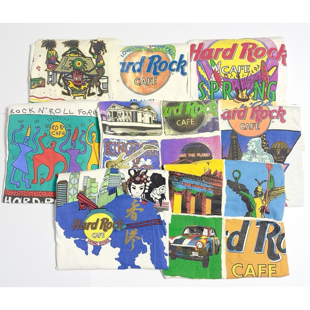 RARE Lot of 8 VTG 90's Hard Rock Cafe Single Stitch T-Shirt Men's Size XL Retro